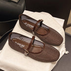 Women's Breathable Ballet Flats with Adjustable Strap