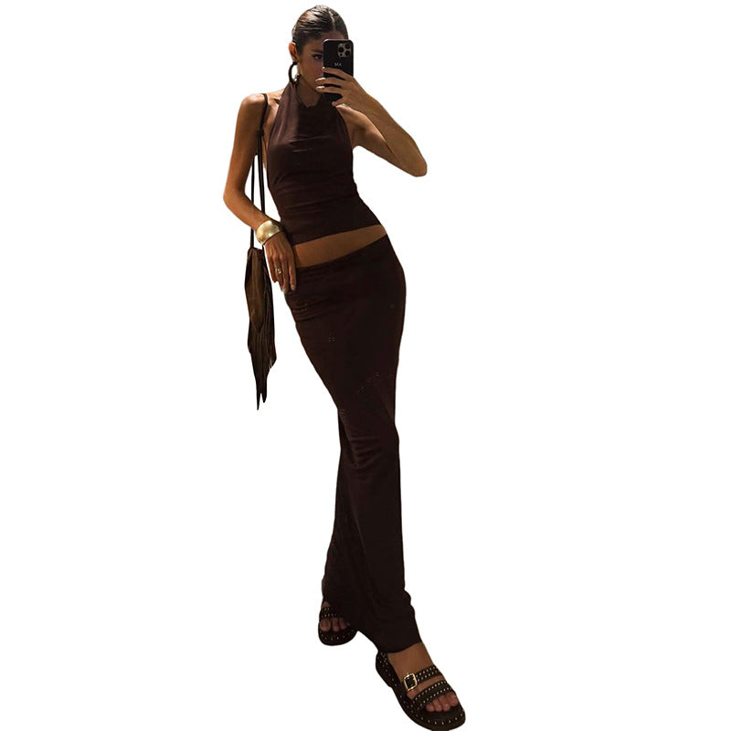 Women's Elegant Wrap Top and Skirt Set
