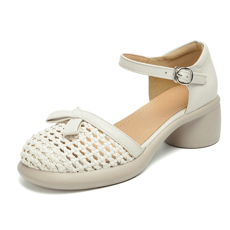 Women's Ballet Flats with Elegant Strap and Braided Design