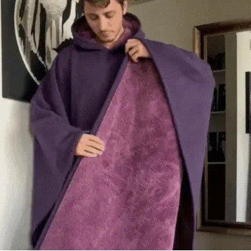 Women's Cozy Hooded Poncho in Soft Microfleece