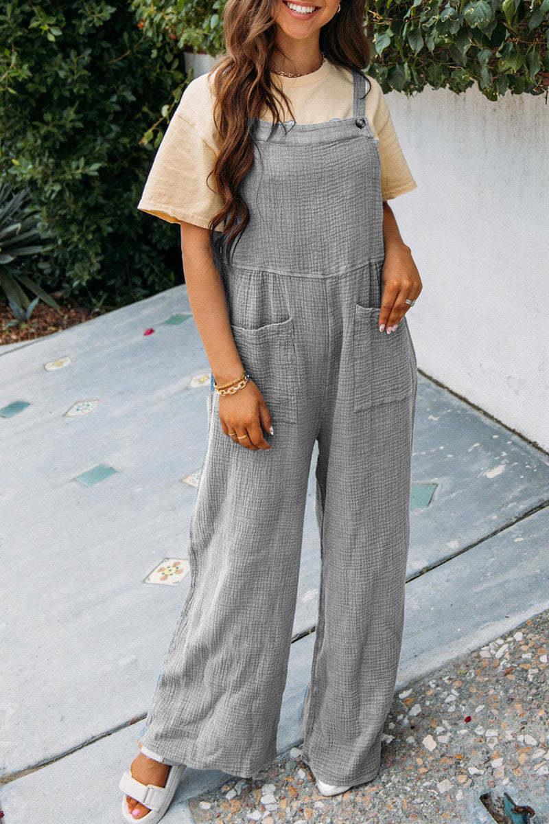Women's Casual Overall with Pockets and Wide Leg