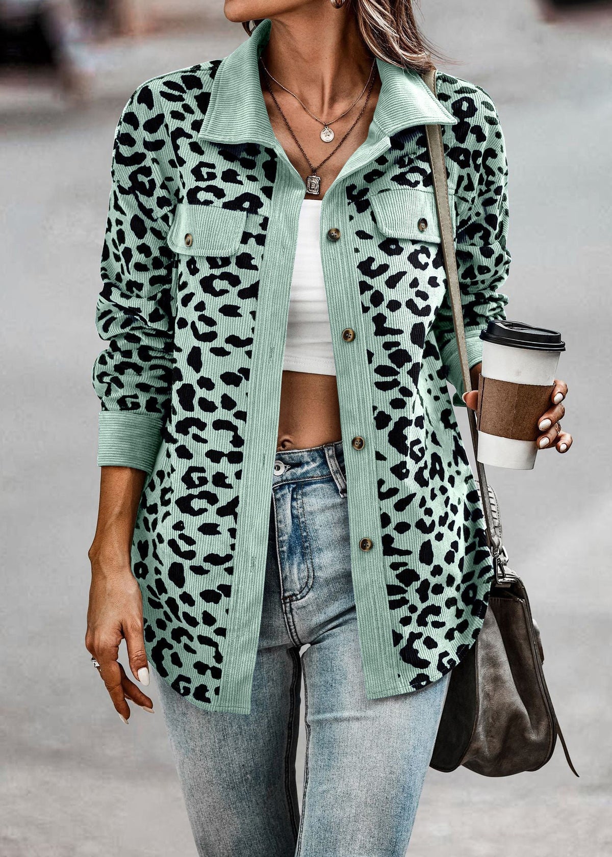 Women's Fashionable Leopard Print Overshirt