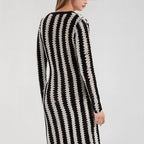 Women's Designer Knit Dress with Asymmetric Cut and Graphic Pattern