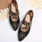 Women's Ballet Flats with Elastic Strap Design and Animal Print