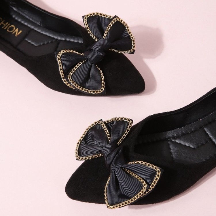 Women's Ballet Flats with Elegant Bow Design