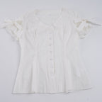 Women's Blouse Shirt with Fashionable Cut and Ruffle Details