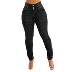 Women's High-Waist Skinny Jeans with Elastic Waistband