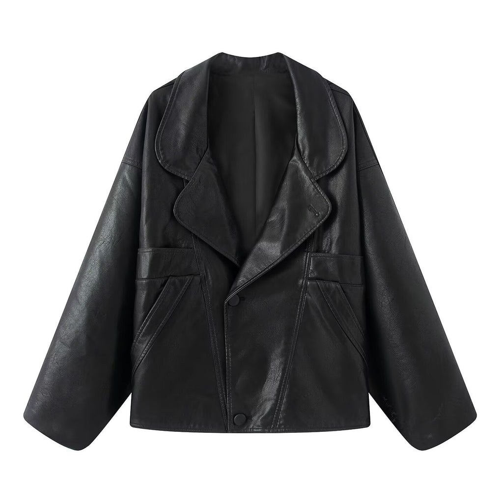 Women's Elegant Oversized Faux Leather Jacket