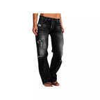 Women's Destroyed Wide-Leg Jeans with Casual Fit
