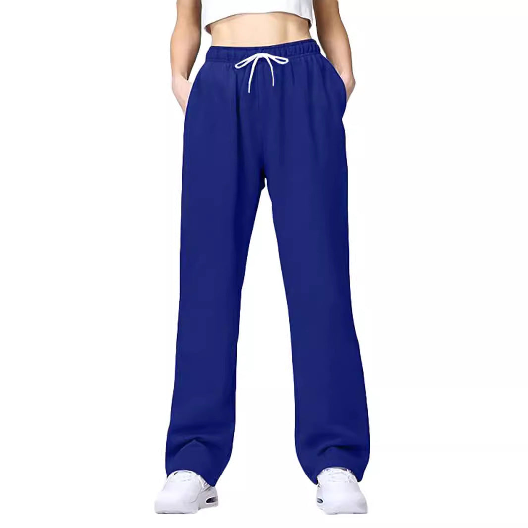 Women's Comfortable Athletic Pants with Elastic Waistband and Side Pockets