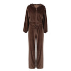 Women's Comfortable Sport Suit with Loose Fit and Hooded Jacket