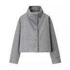 Elegant Women's Short Jacket with High Collar and Decorative Buttons