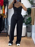 Women's Form-Fitting Jumpsuit with Tailored Cut and Button Placket