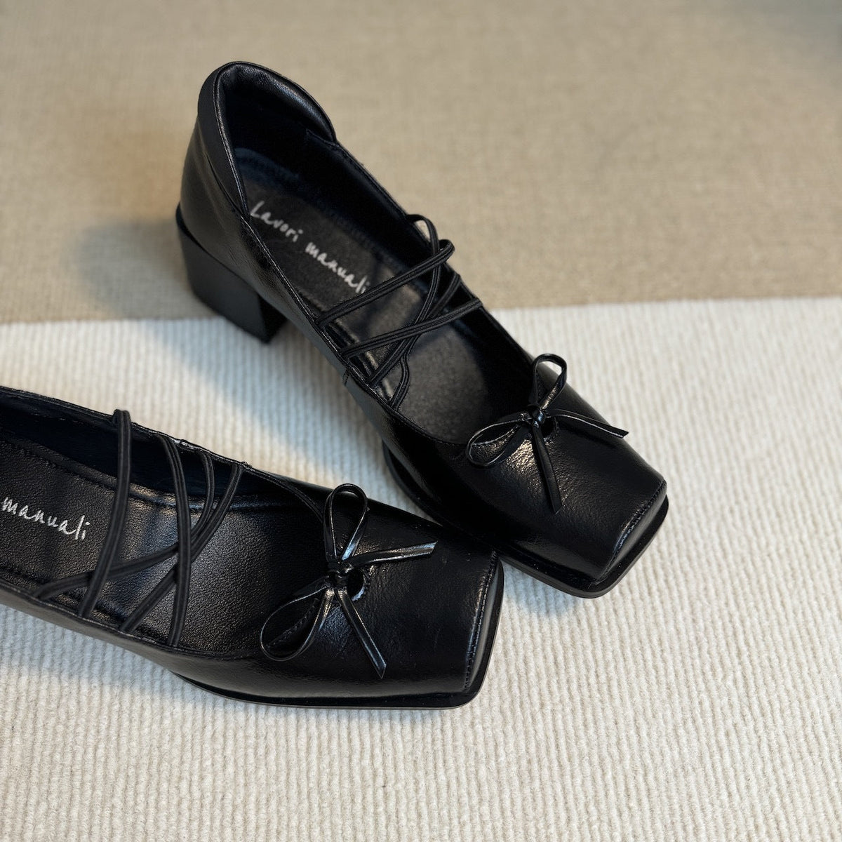 Women's Ballet Flats with Elegant Lacing and Decorative Bow Detail