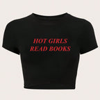 Women's Crop Shirt with Creative Lettering