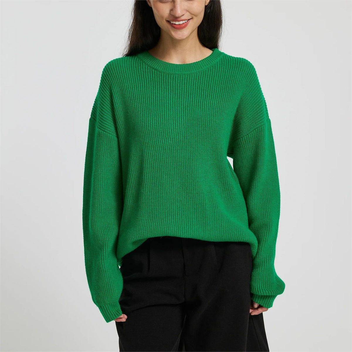 Women's Large, Soft Knit Sweater with Dropped Shoulders