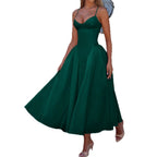 Women's A-Line Evening Dress with Adjustable Spaghetti Straps