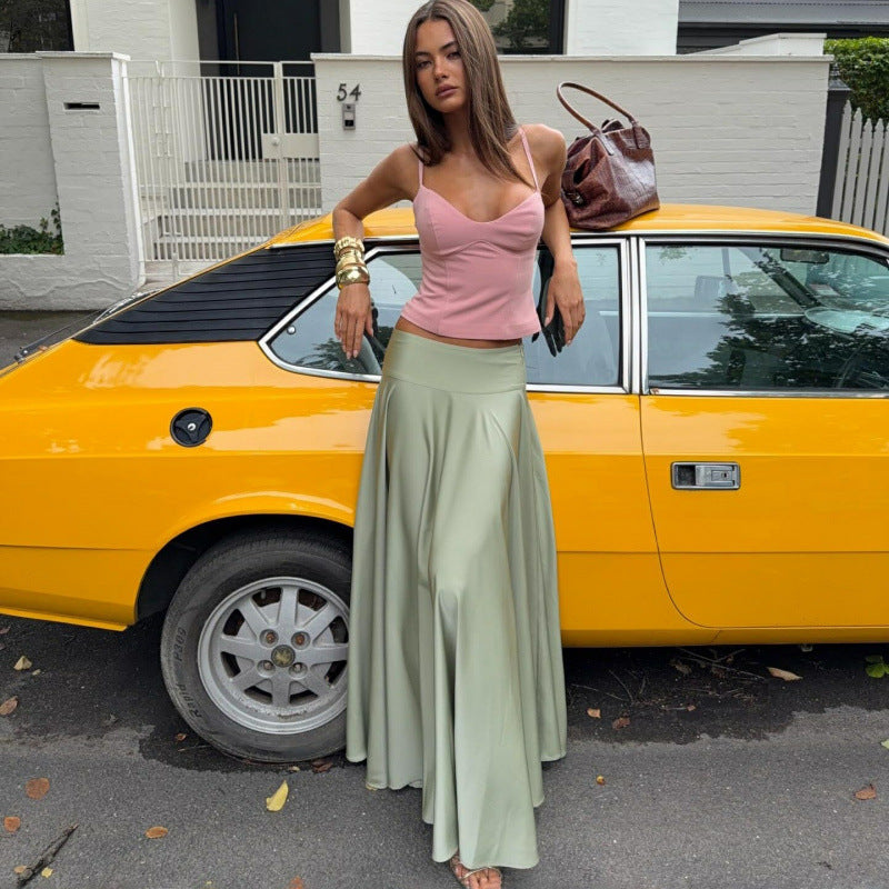 Women's Maxi Skirt with Flowing Cut and Flexible Waistband
