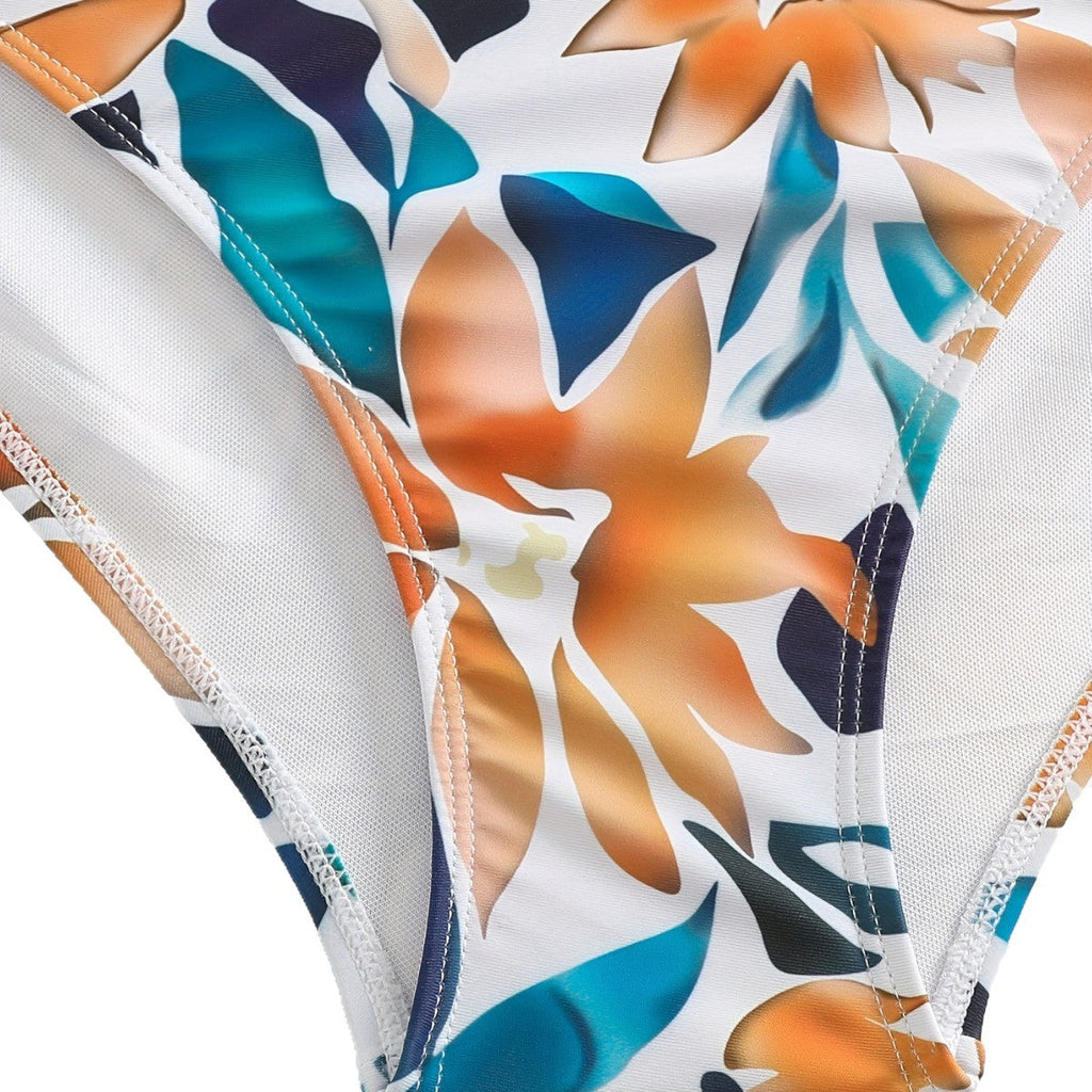 Women's Floral Swimsuit Set with Light Skirt