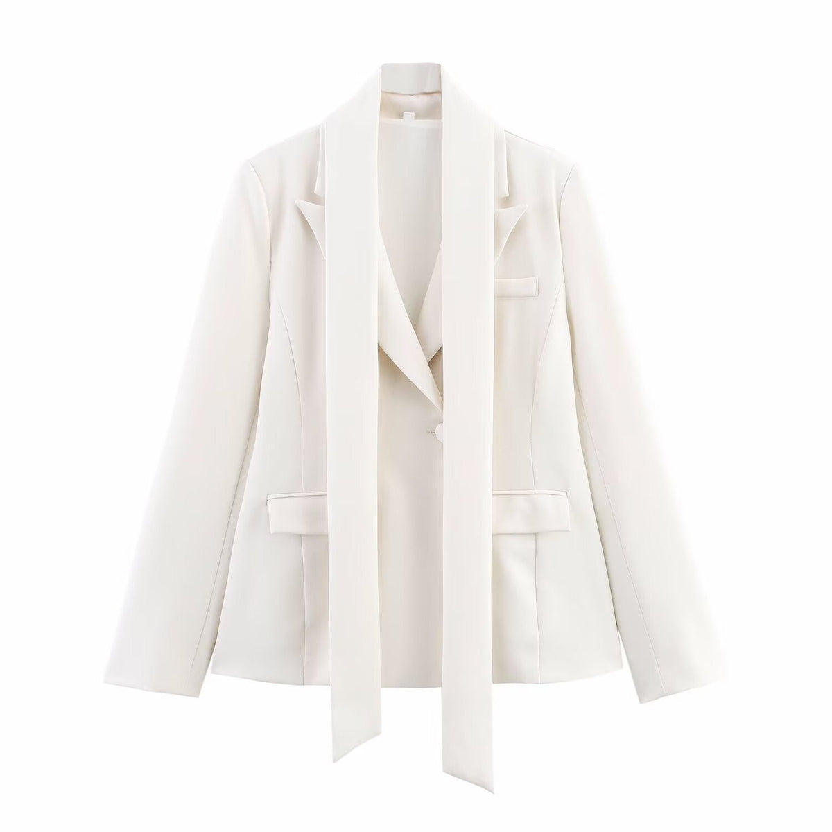 Women's Blazer Jacket with Elegant Bow Detail and Figure-Hugging Cut