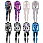 Women's Full-Body Suit with Glowing Skeleton Design