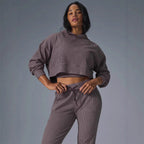 Women's Relaxed Crop Sweatshirt and Jogger Set