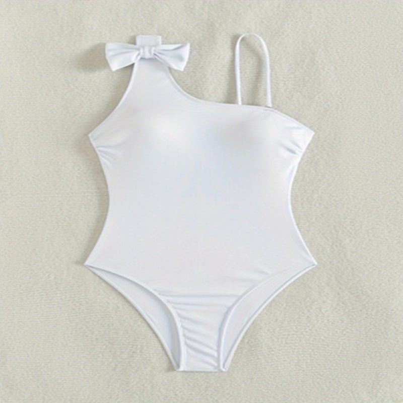 Women's Asymmetrical One-Piece Swimsuit with Bow Detail