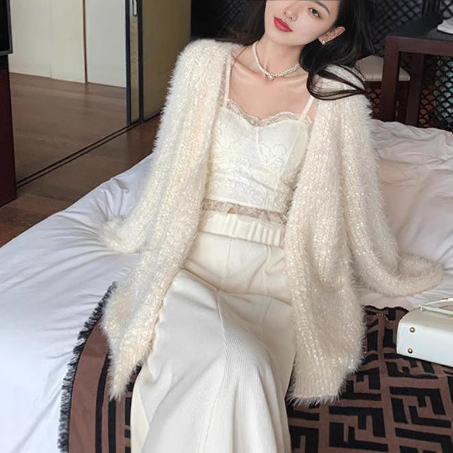 Women's Glitter Knit Cardigan in a Modern Casual Look