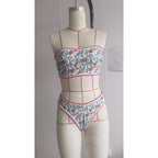 Women's Floral Bandeau Bikini with Ruffle Hem