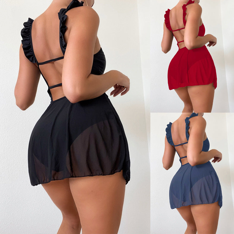 Women's Elegant Beach Cover-Up with Ruffle Details