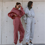 Women's Cozy Cropped Hoodie and High-Waisted Jogger Set