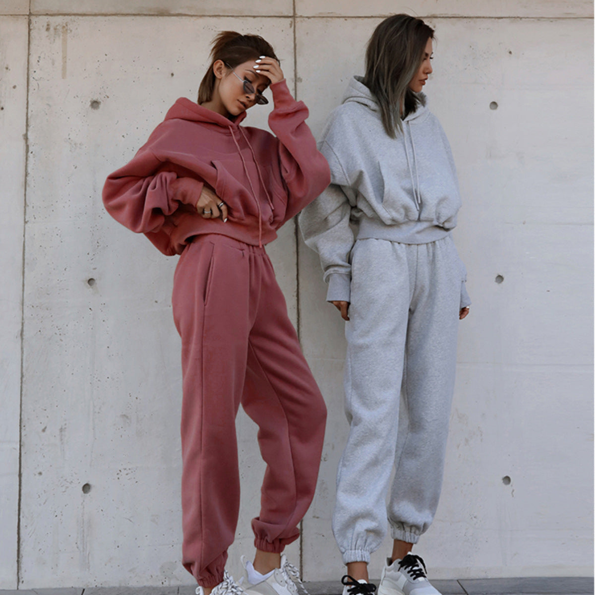 Women's Cozy Cropped Hoodie and High-Waisted Jogger Set