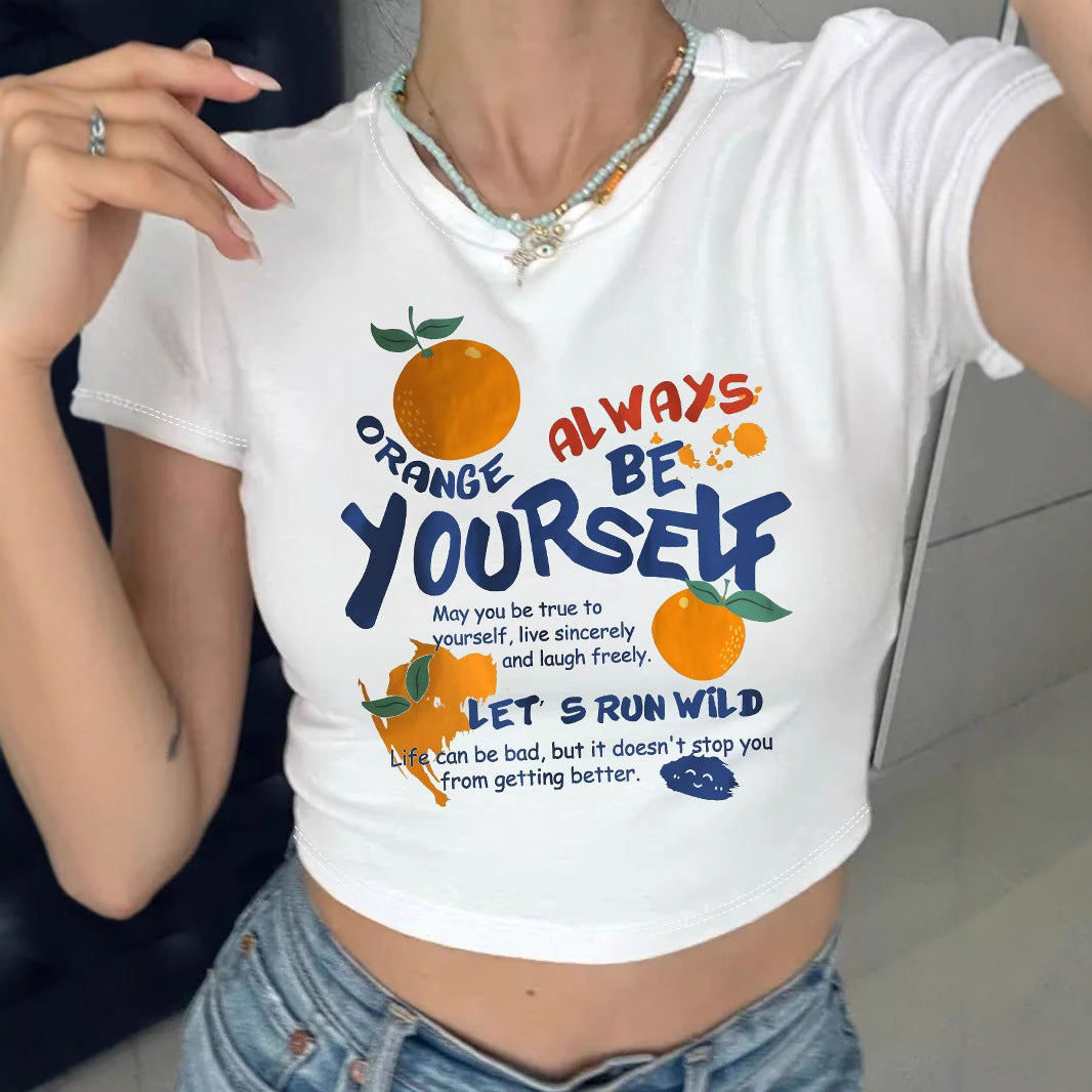 Women's Fruit Motif Crop T-Shirt