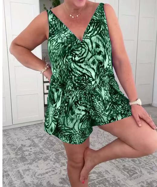 Casual Women's Jumpsuit with Colorful Animal Print