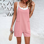 Casual Jumpsuit with Wide Straps and Pockets