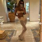 Women's Bandeau Bikini Skirt Set with Elegant Cut