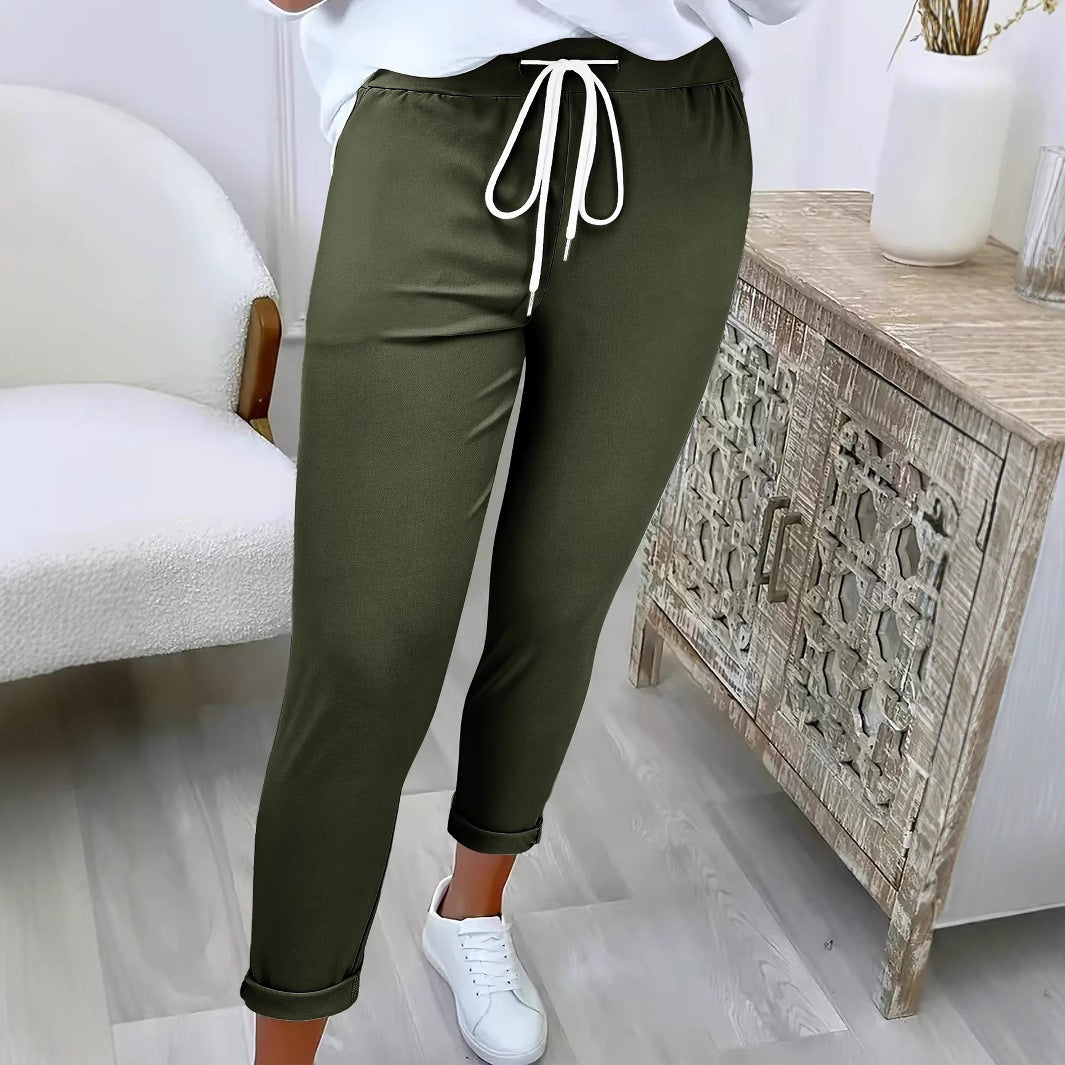 Women's Casual Pants with Elastic Waistband and Drawstring