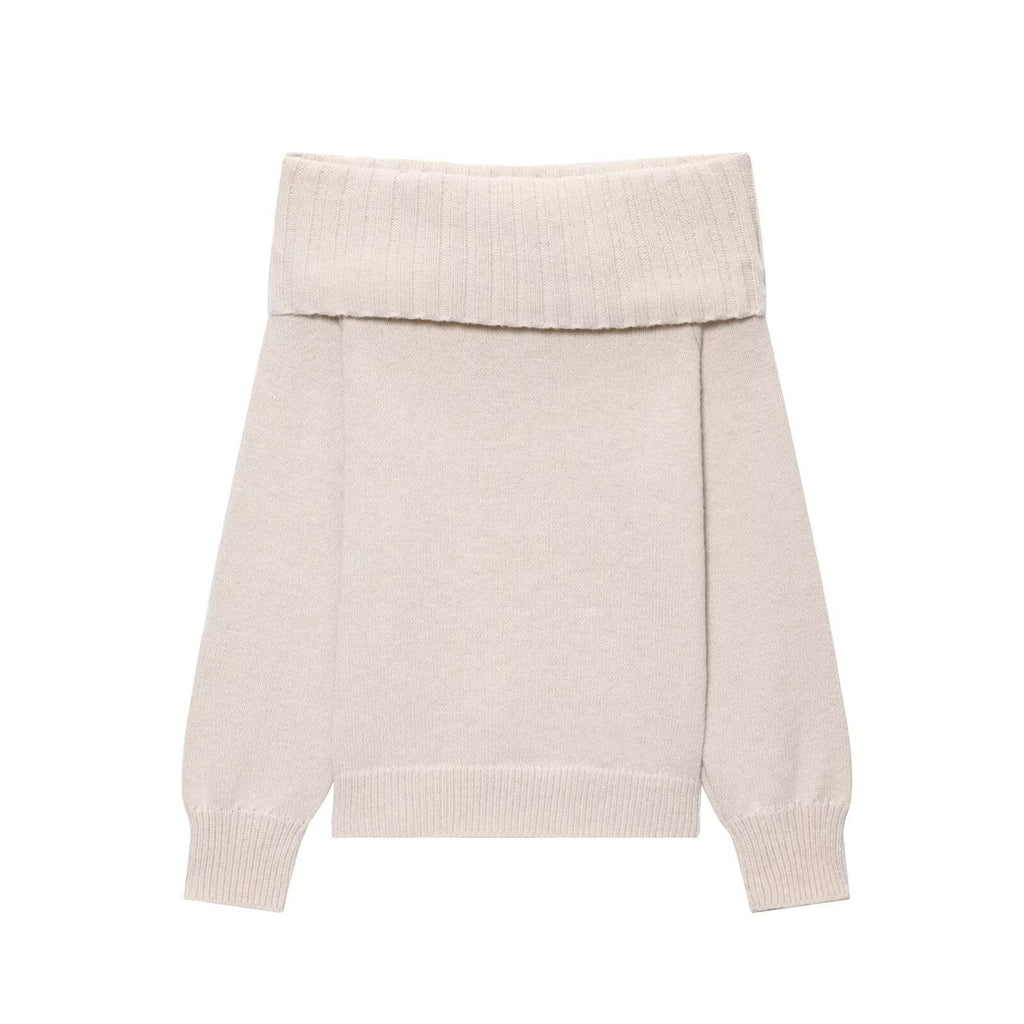 Women's Elegant Knit Sweater with Dropped Shoulders