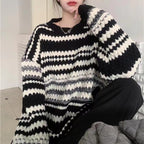 Women's Patterned Knit Sweater with Textured Fabric and Casual Fit