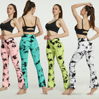Women's Flared Yoga Leggings with Tie-Dye Pattern