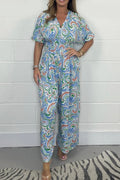 Flowy Paisley Print Jumpsuit with Waist Detail