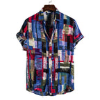 Women's Short-Sleeve Shirt with Creative Brushstroke Design