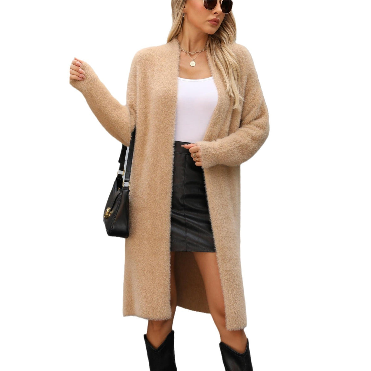 Women's Fluffy Open-Front Knit Cardigan