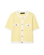 Women's Elegant Short-Sleeve Cardigan with Button Details and Pockets