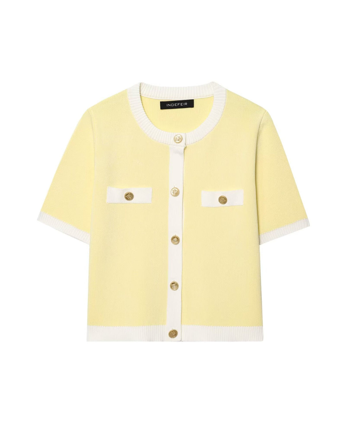 Women's Elegant Short-Sleeve Cardigan with Button Details and Pockets