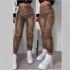 Women's Cargo Pants with Elastic Waistband and Side Pockets