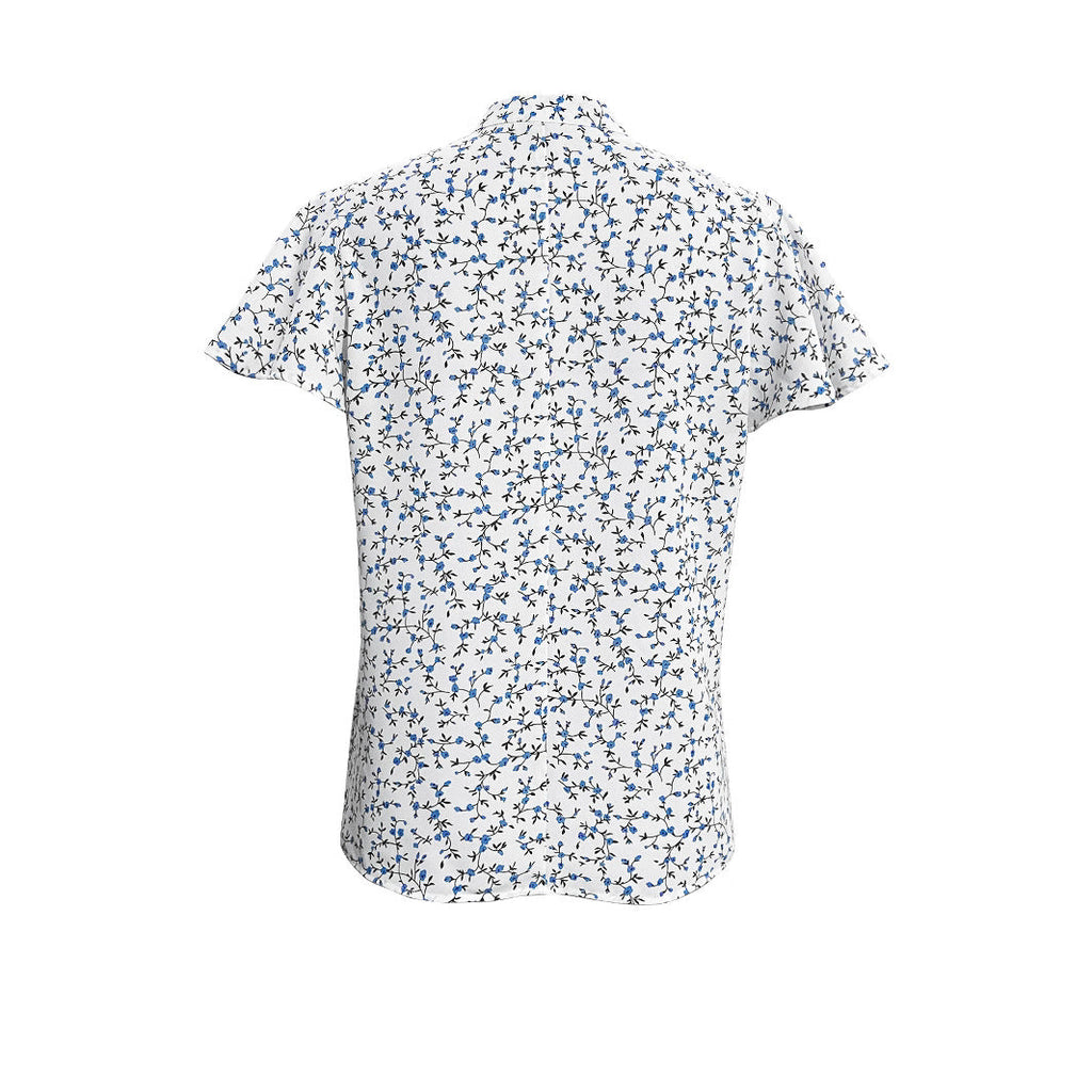 Women's Floral Print Blouse with Ruffled Sleeves