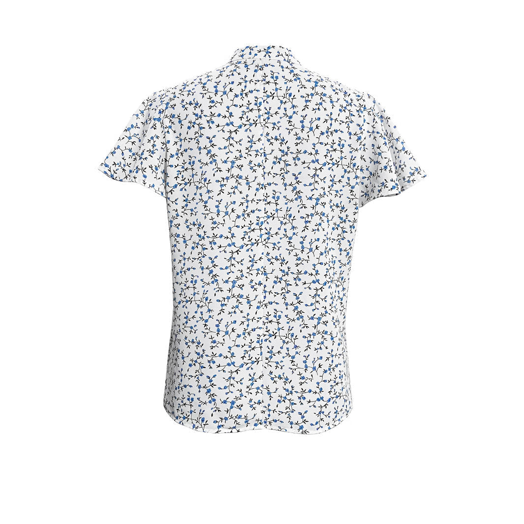 Women's Floral Print Blouse with Ruffled Sleeves