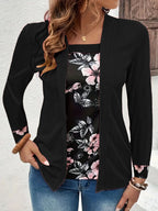 Women's Elegant and Casual Long Jacket with Floral Design
