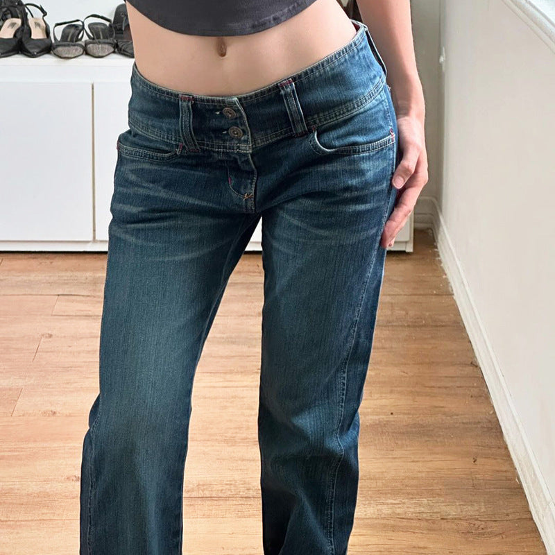 Women's High-Waisted Bootcut Jeans with Side Pockets